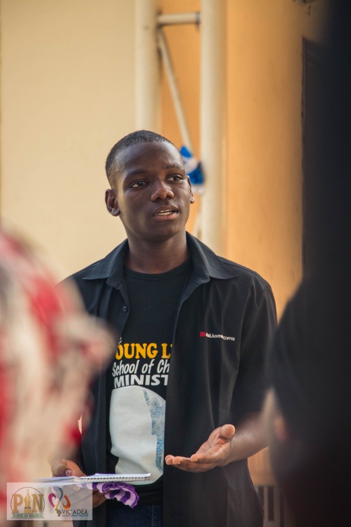 Poet performing at Open Mic Maiduguri