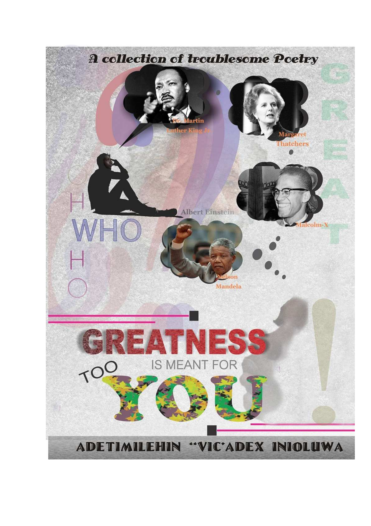 Cover of Greatness Too Is Meant for You, an unpublished early poetry manuscript by Vic'Adex